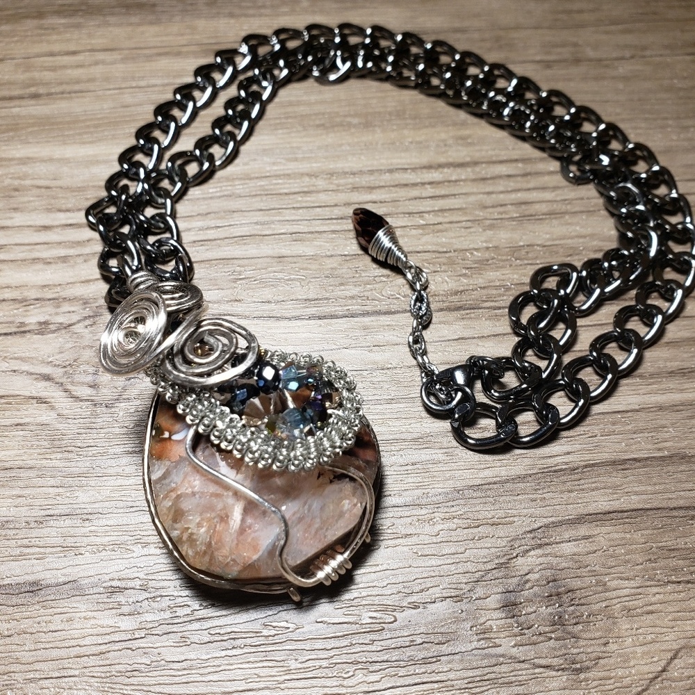 SOLD. Fire agate necklace